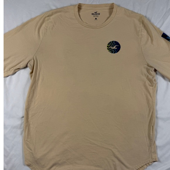 Hollister Other - Hollister L Tan Long Sleeve Graphic Tee | Retro Spiral Logo Curved Hem Skater